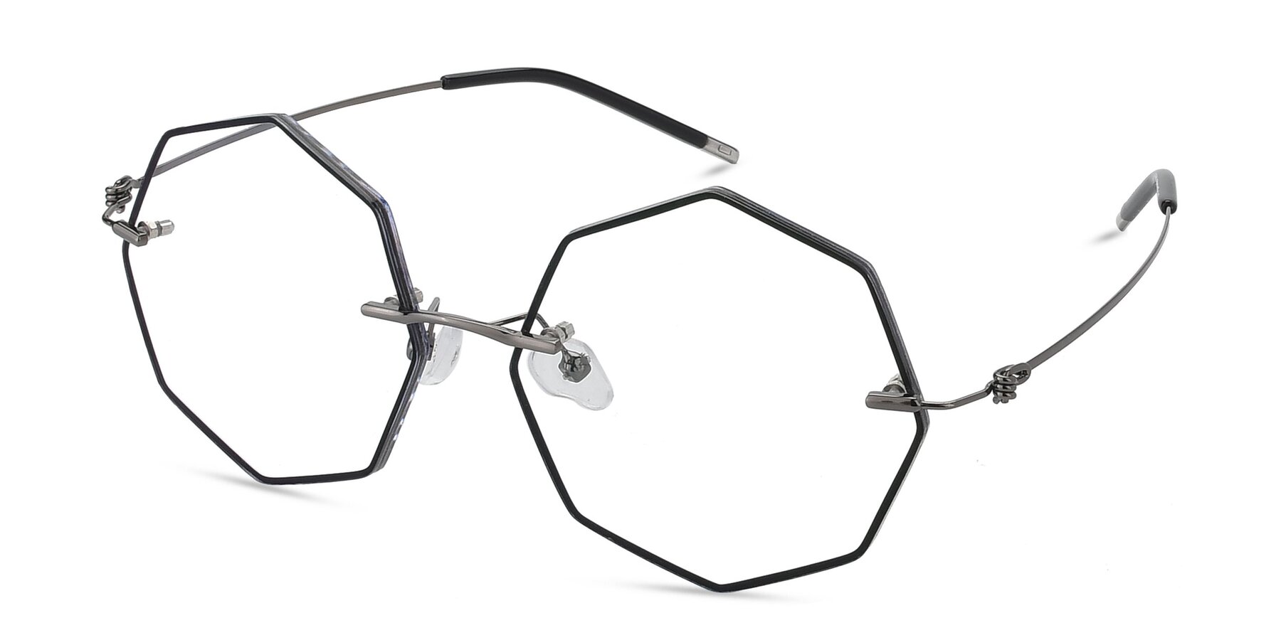 Angle of Y7004 in Black-Gunmetal with Clear Eyeglass Lenses