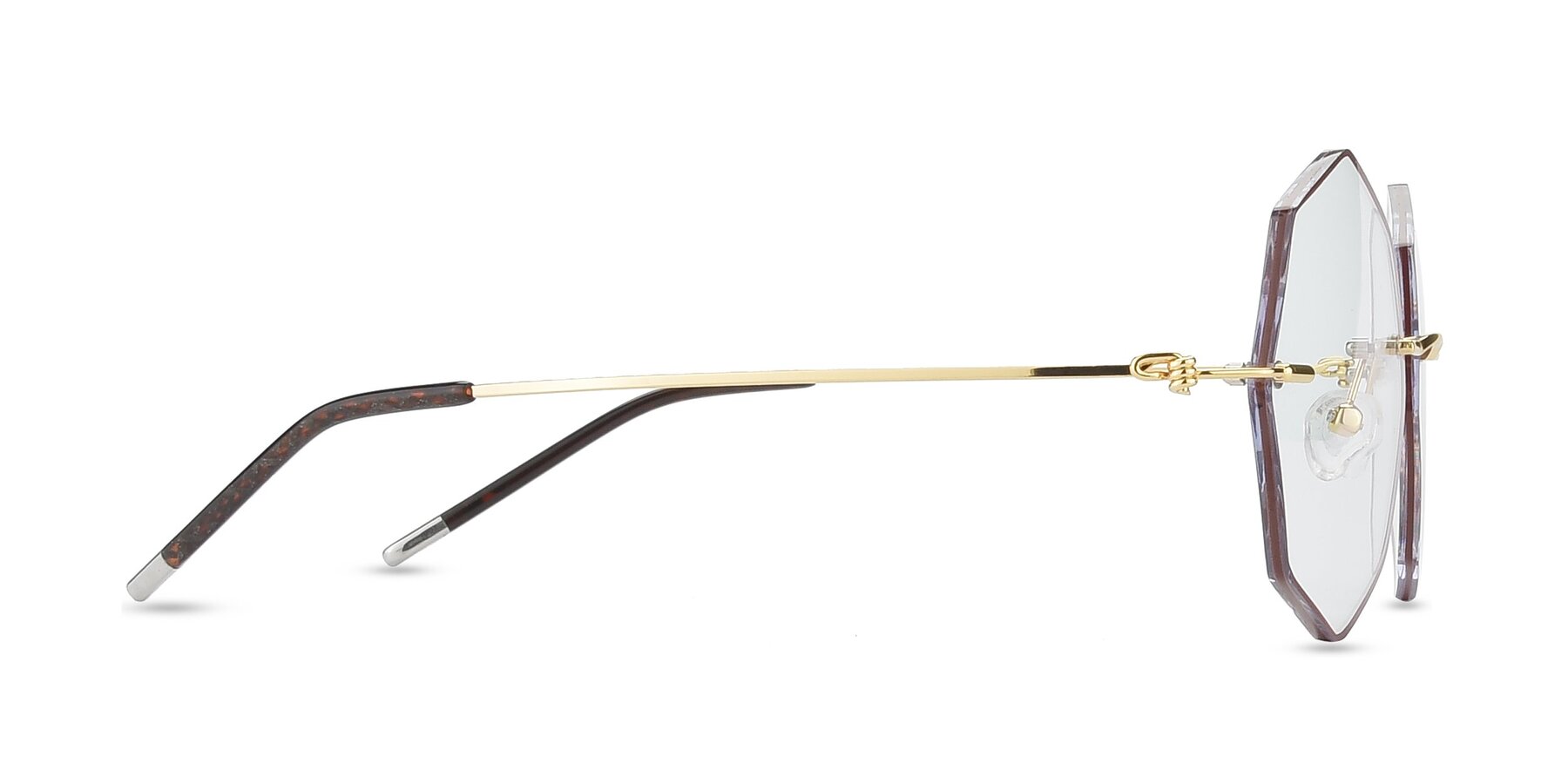 Side of Y7004 in Dark Red-Gold with Clear Reading Eyeglass Lenses