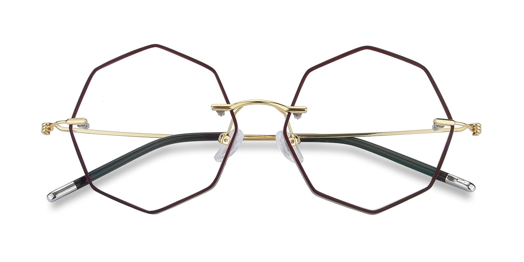 View of Y7004 in Dark Red-Gold with Clear Reading Eyeglass Lenses