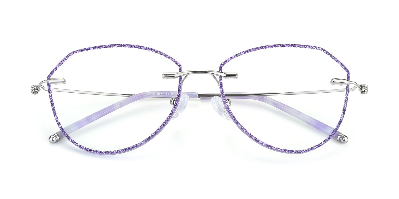 Y7005 - Purple / Silver Blue Light Glasses