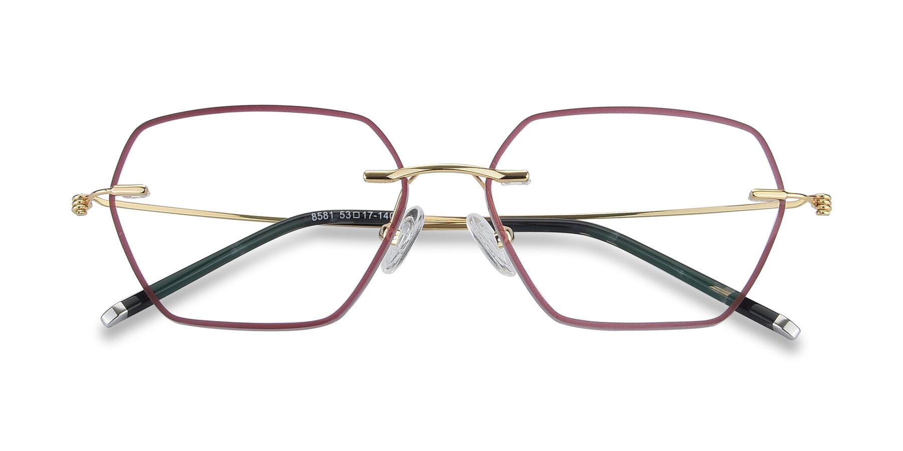 Folded Front of Y7006 in Red-Gold with Clear Reading Eyeglass Lenses