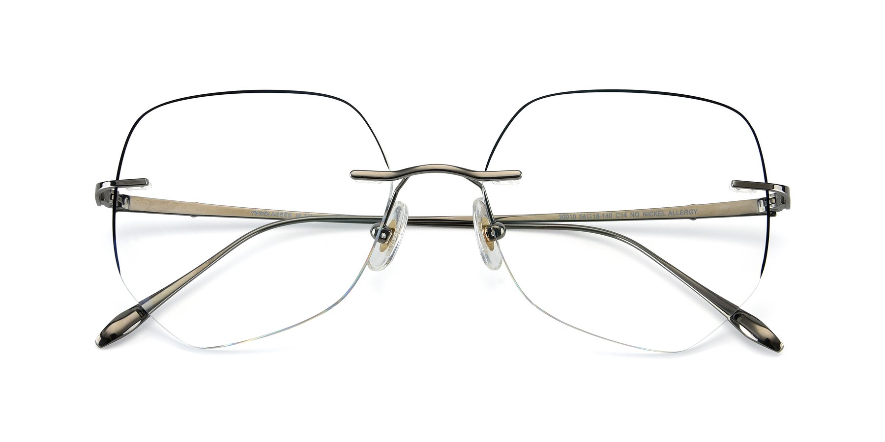 Folded Front of Y7008 in  Gunmetal-Black with Clear Reading Eyeglass Lenses
