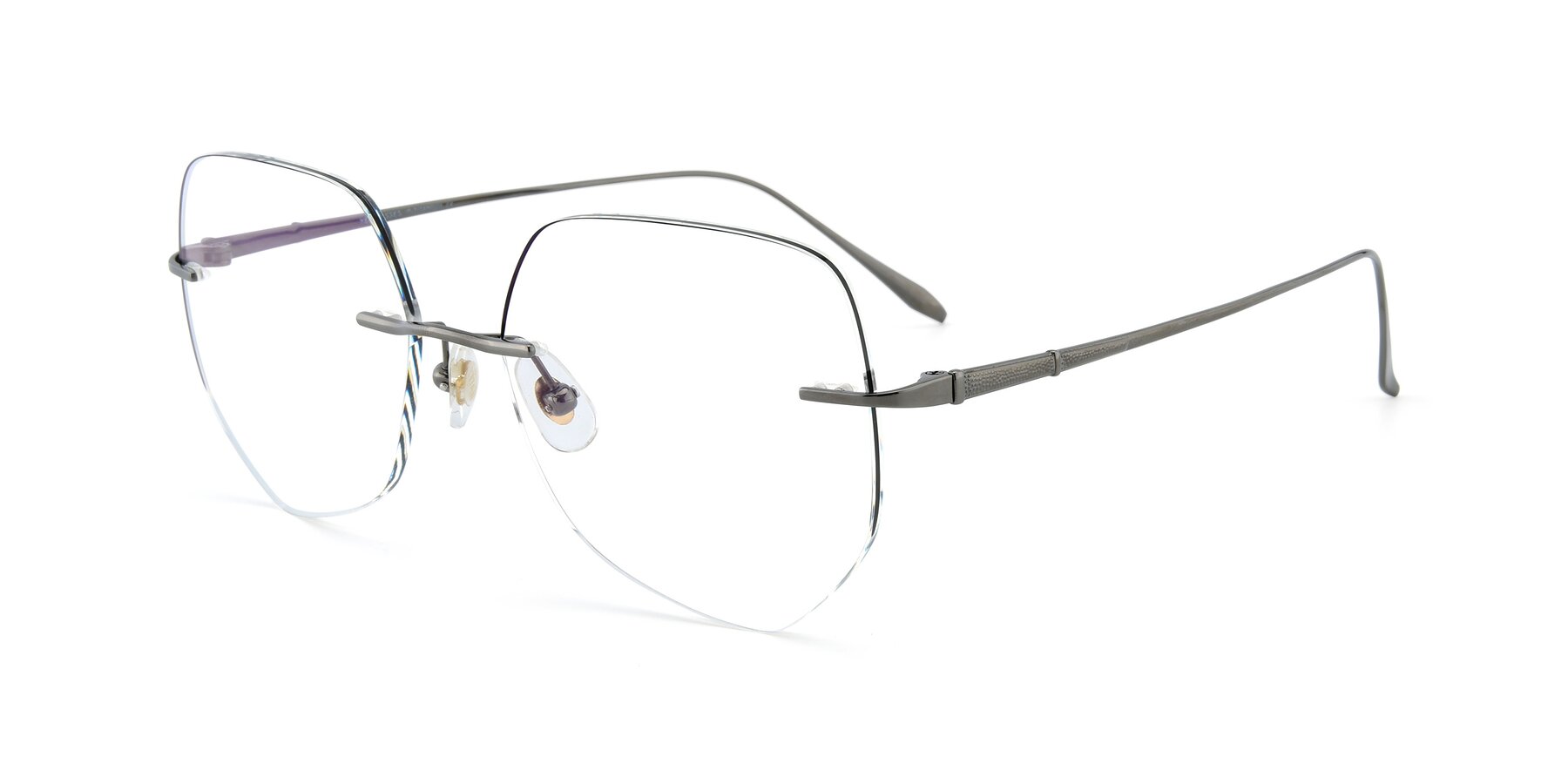 Angle of Y7008 in  Gunmetal-Black with Clear Reading Eyeglass Lenses