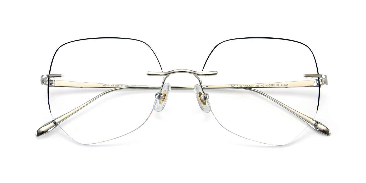 Y7008 - Silver / Black Blue Light Glasses