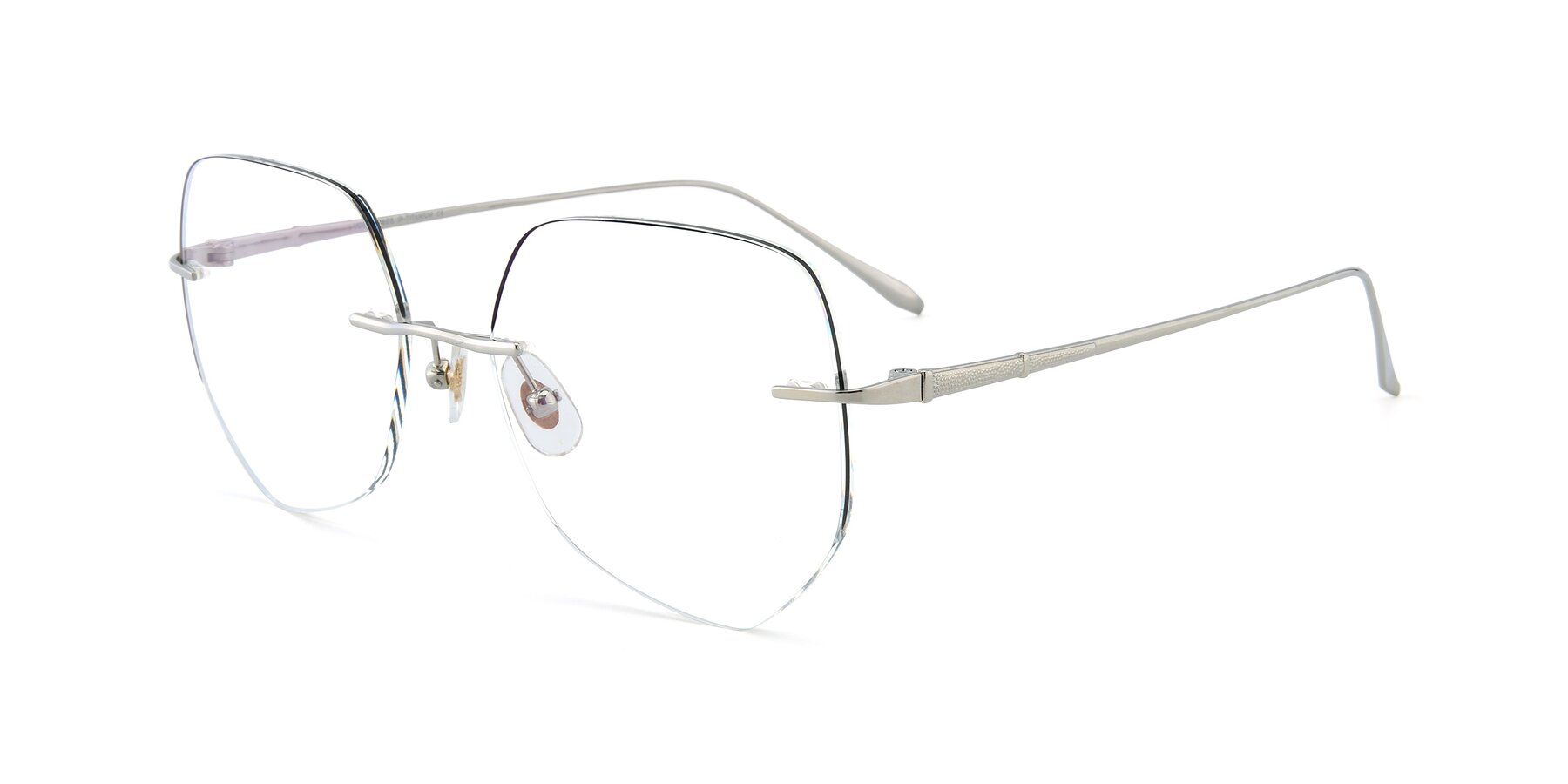 Angle of Y7008 in Silver-Black with Clear Eyeglass Lenses