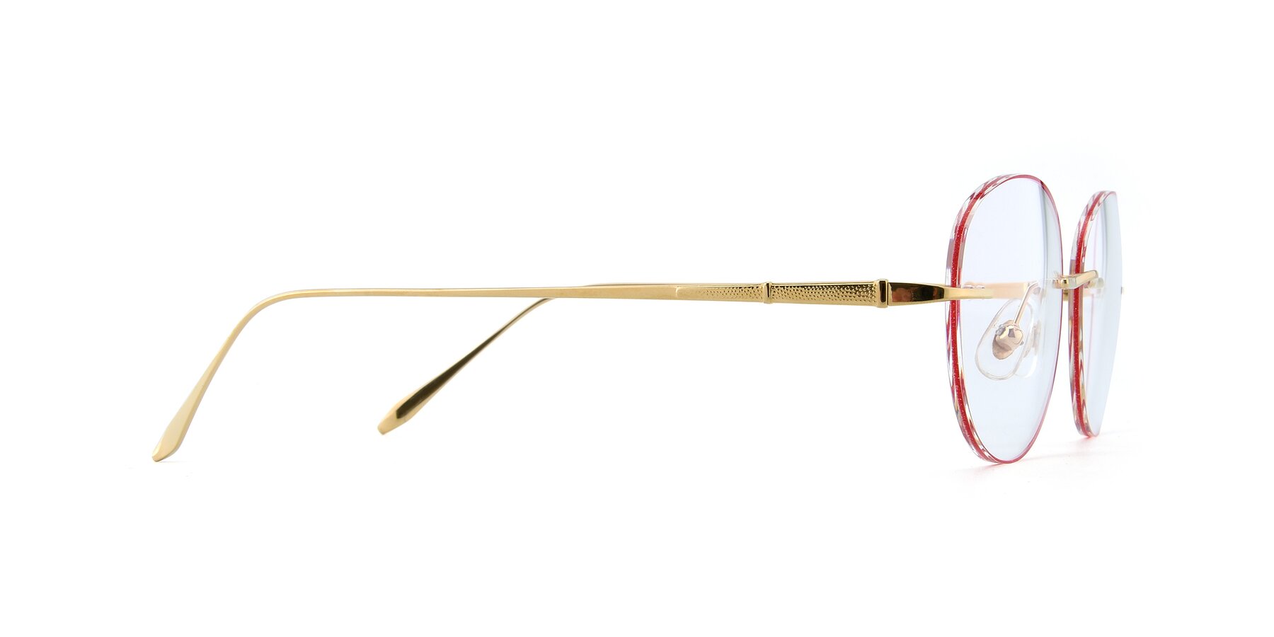 Side of Y7009 in Gold-Red with Clear Reading Eyeglass Lenses