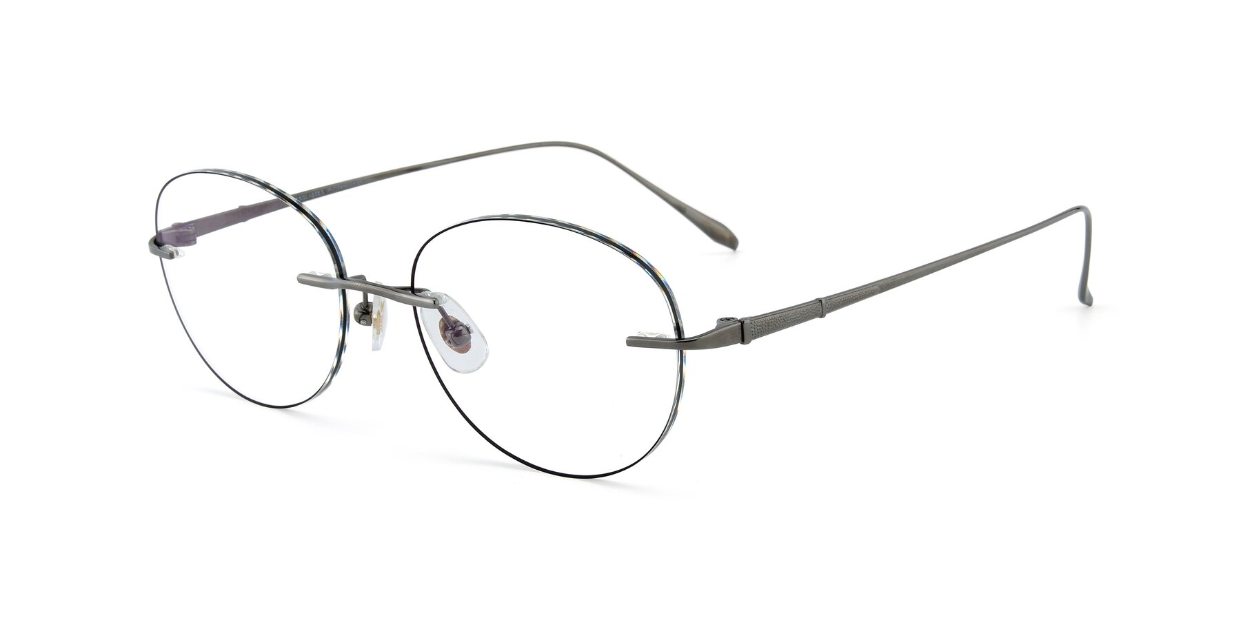 Angle of Y7009 in  Gunmetal-Black with Clear Eyeglass Lenses