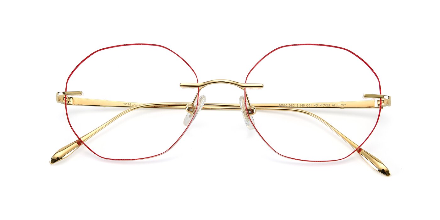 Y7010 - Gold / Red Reading Glasses