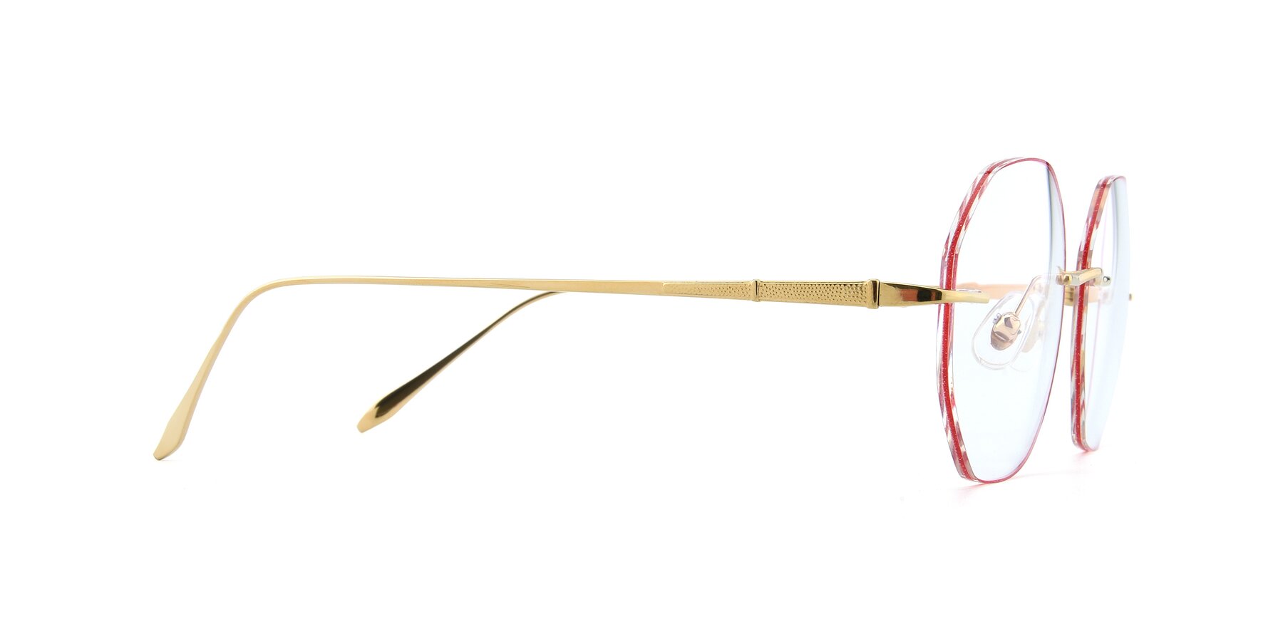 Side of Y7010 in Gold-Red with Clear Reading Eyeglass Lenses