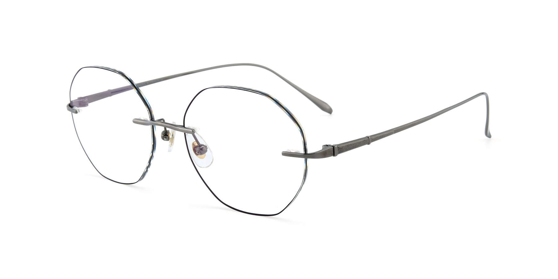 Angle of Y7010 in  Gunmetal-Black with Clear Eyeglass Lenses