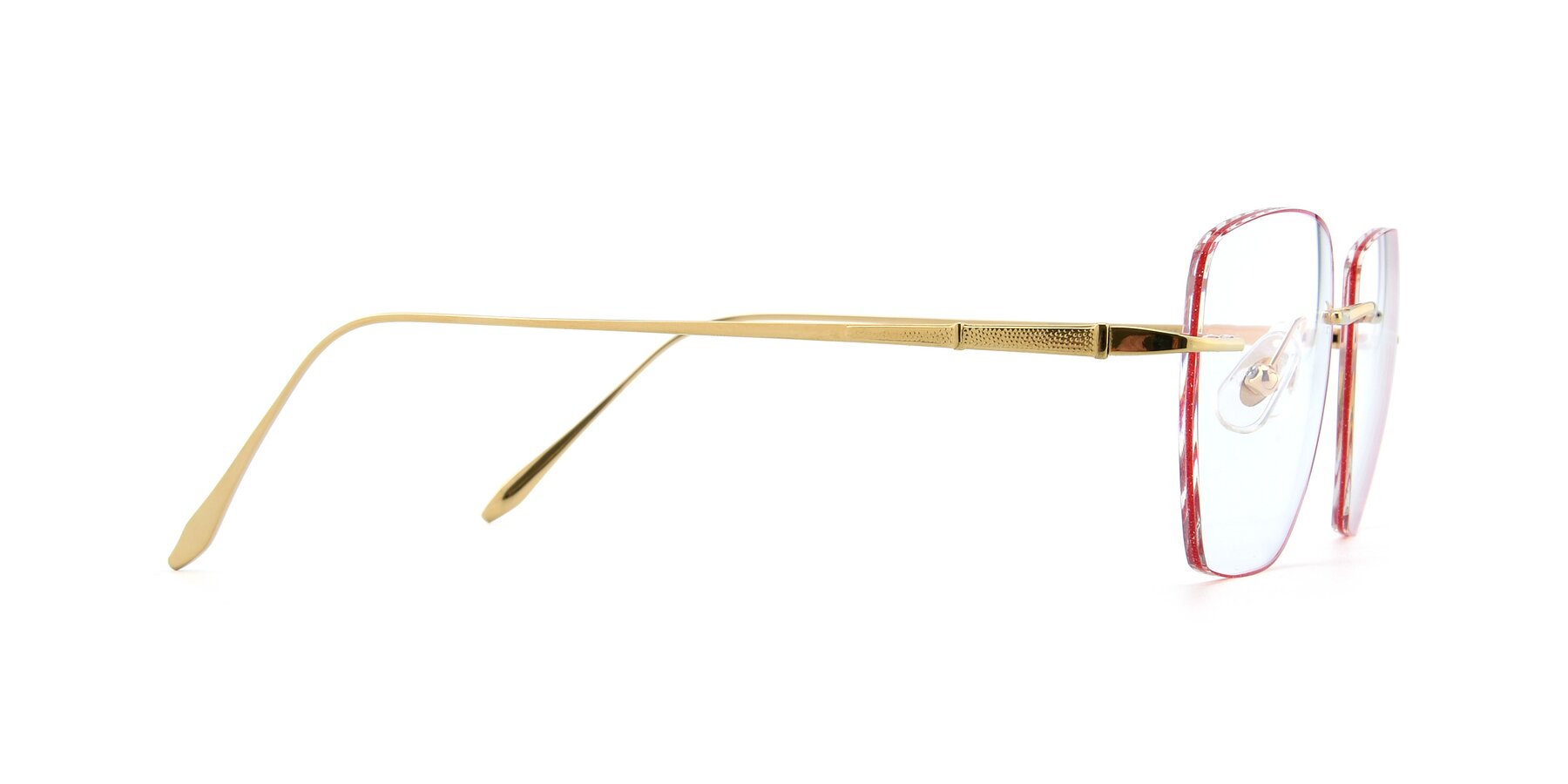 Side of Y7011 in Gold-Red with Clear Reading Eyeglass Lenses