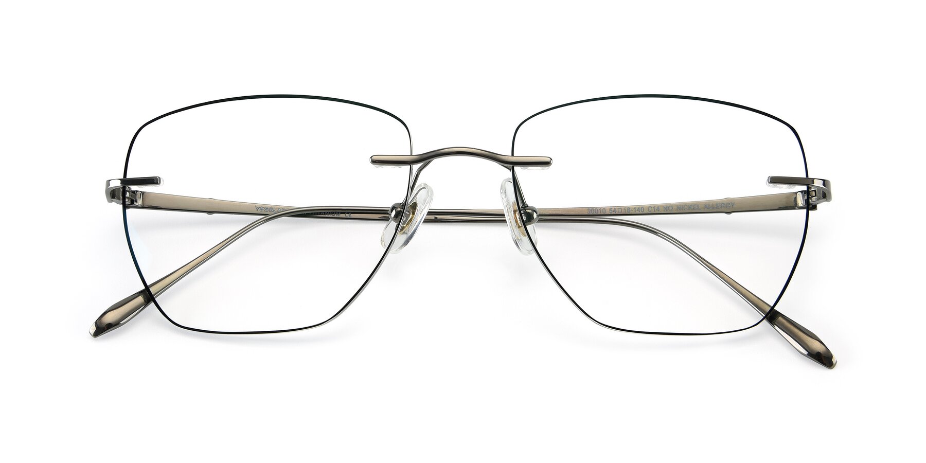 Folded Front of Y7011 in  Gunmetal-Black with Clear Reading Eyeglass Lenses