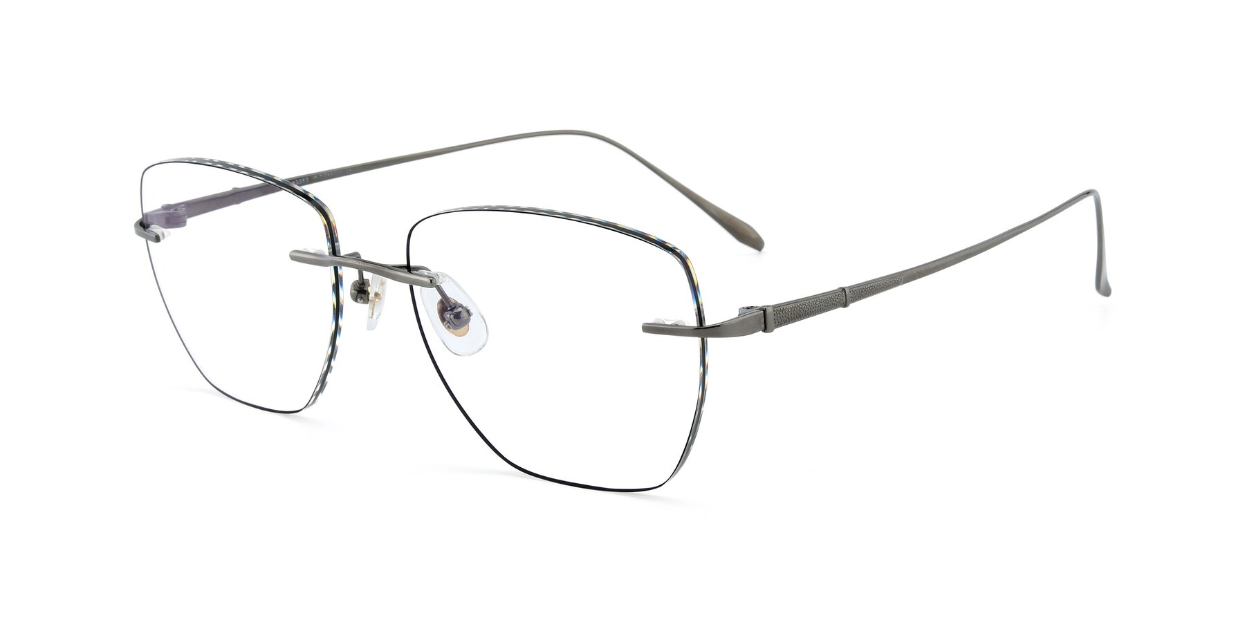 Angle of Y7011 in  Gunmetal-Black with Clear Eyeglass Lenses