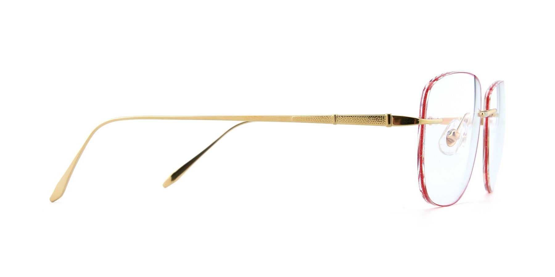 Side of Y7012 in Gold-Red with Clear Reading Eyeglass Lenses