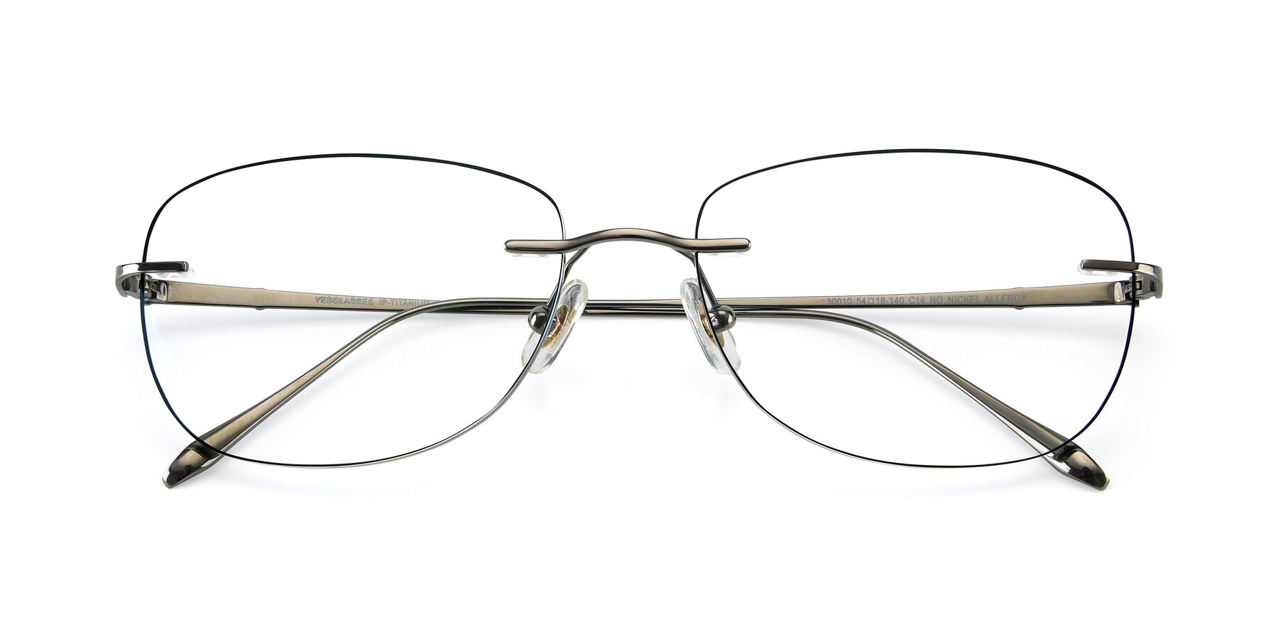 Folded Front of Y7012 in  Gunmetal-Black with Clear Eyeglass Lenses