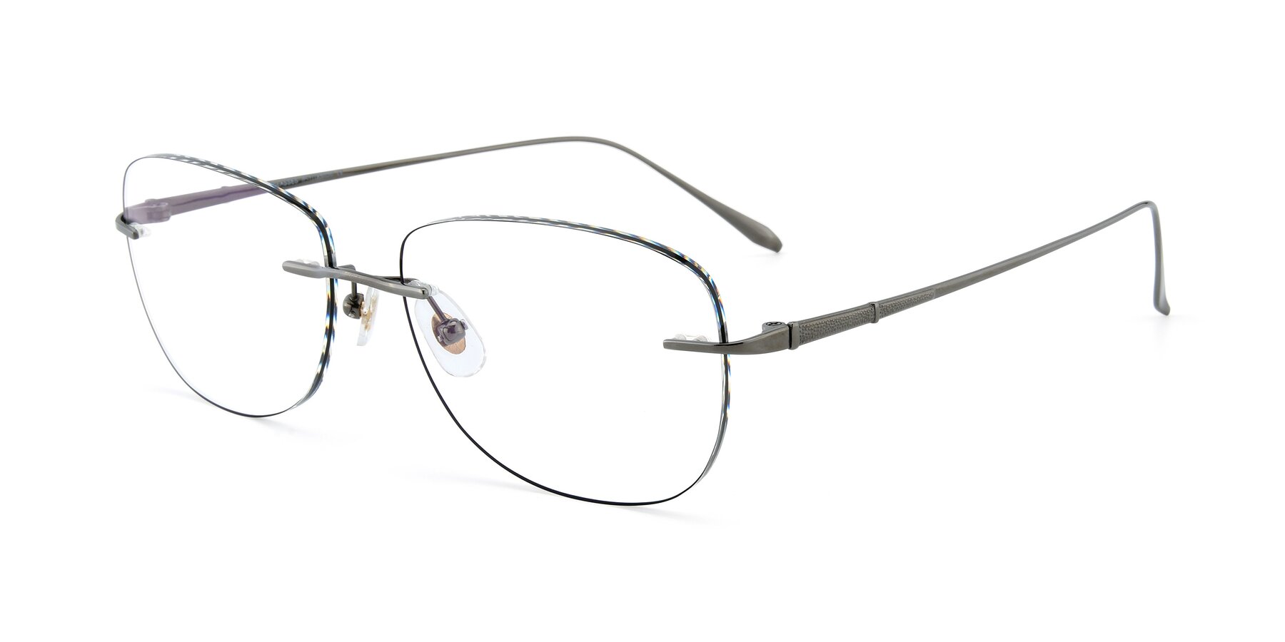 Angle of Y7012 in  Gunmetal-Black with Clear Reading Eyeglass Lenses