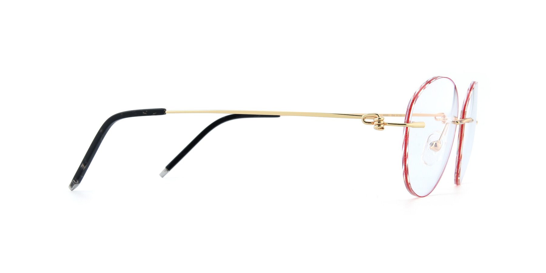 Side of Y7013 in Gold-Red with Clear Reading Eyeglass Lenses