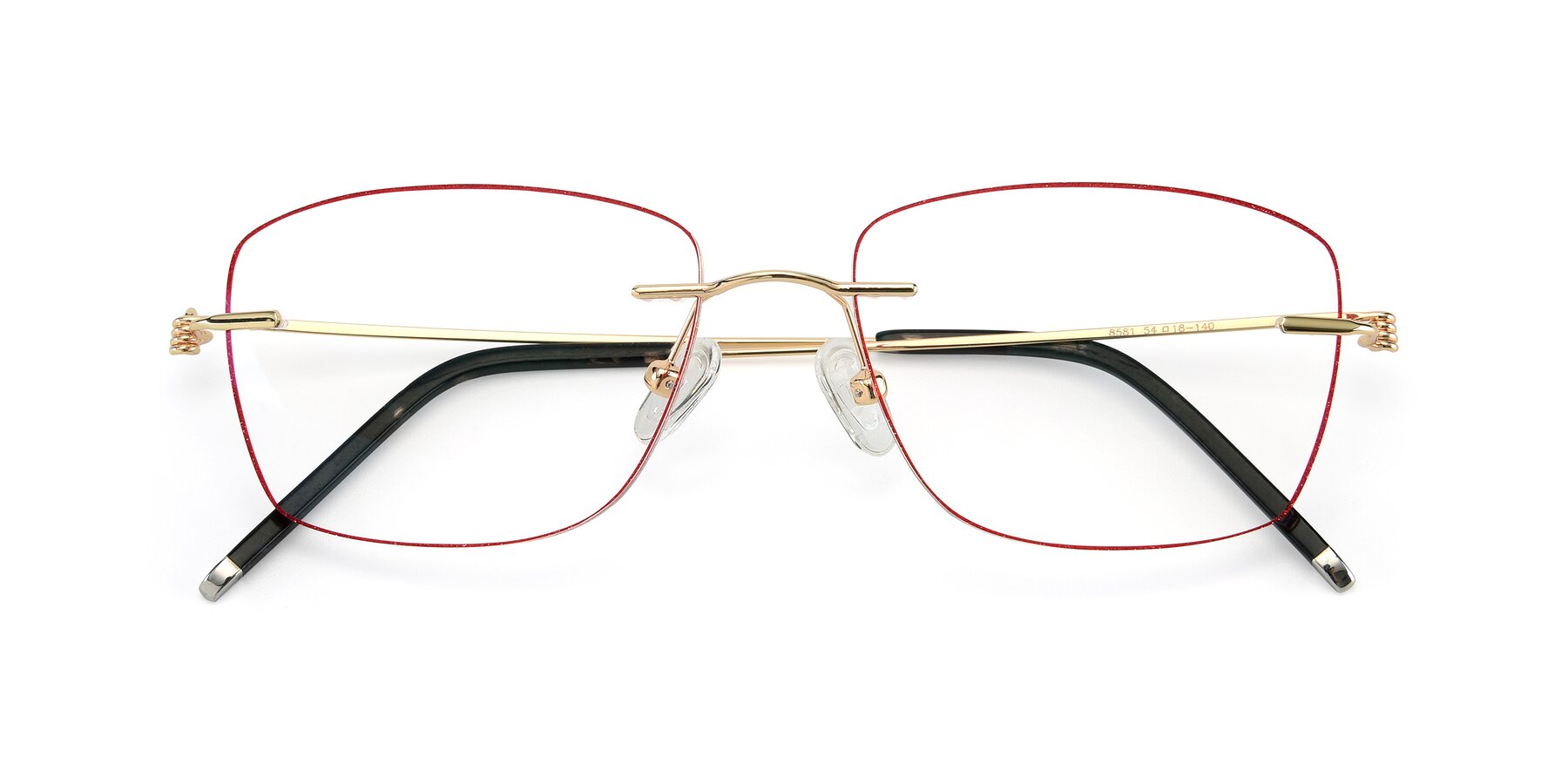 Folded Front of Y7014 in Gold-Red with Clear Reading Eyeglass Lenses