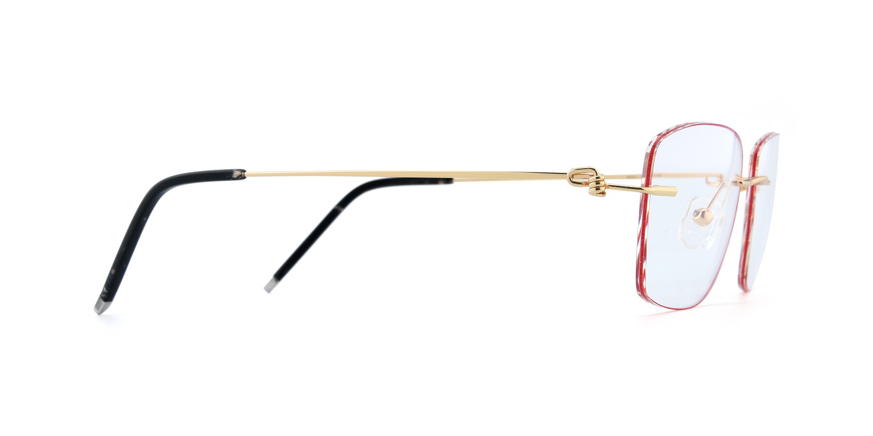 Side of Y7014 in Gold-Red with Clear Reading Eyeglass Lenses