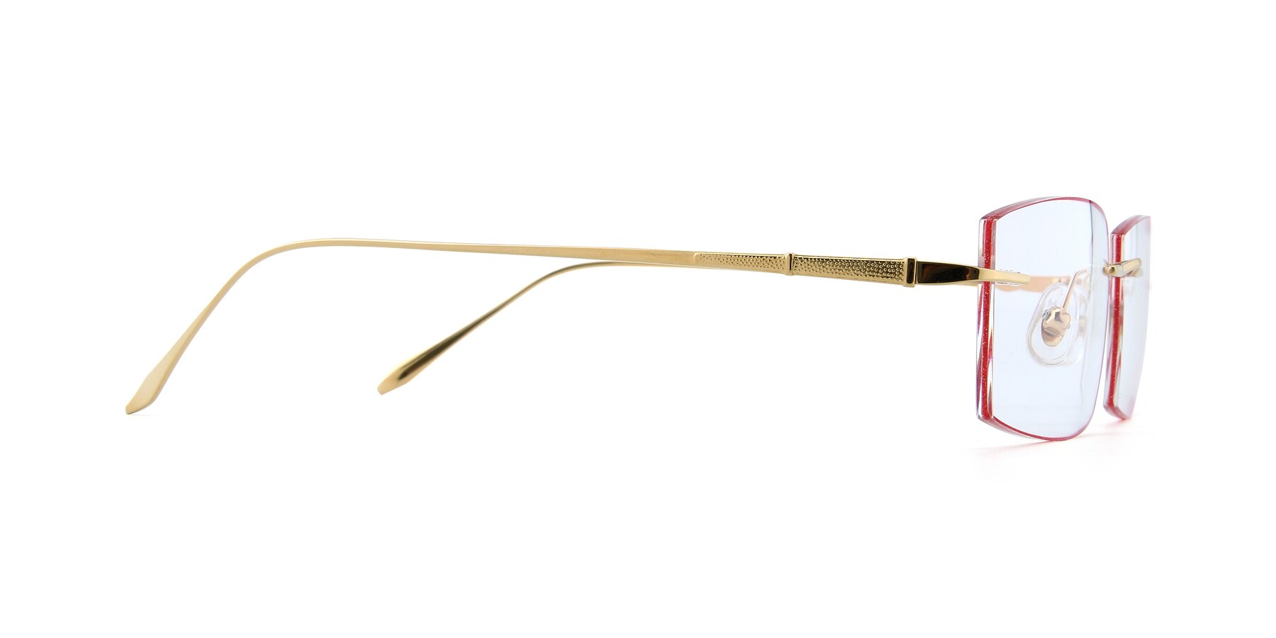 Side of Y7015 in Gold-Red with Clear Eyeglass Lenses