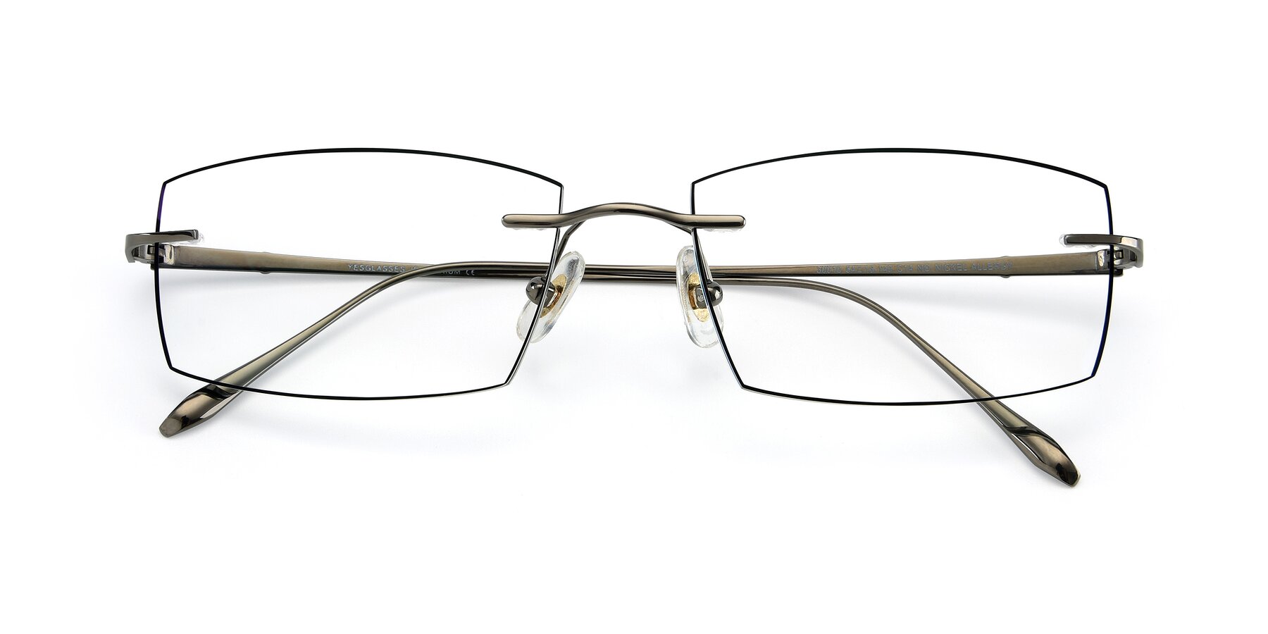 Folded Front of Y7015 in  Gunmetal-Black with Clear Reading Eyeglass Lenses