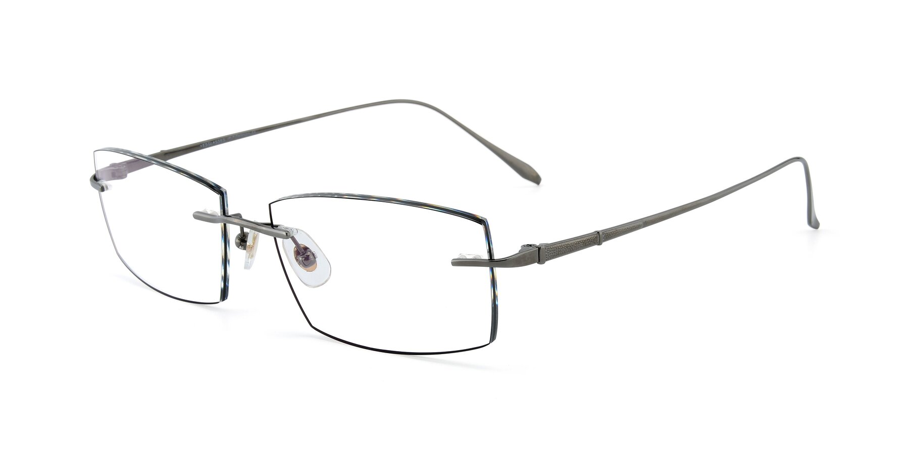 Angle of Y7015 in  Gunmetal-Black with Clear Reading Eyeglass Lenses
