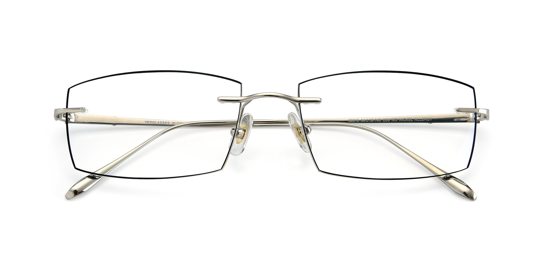 Folded Front of Y7015 in Silver-Black with Clear Eyeglass Lenses