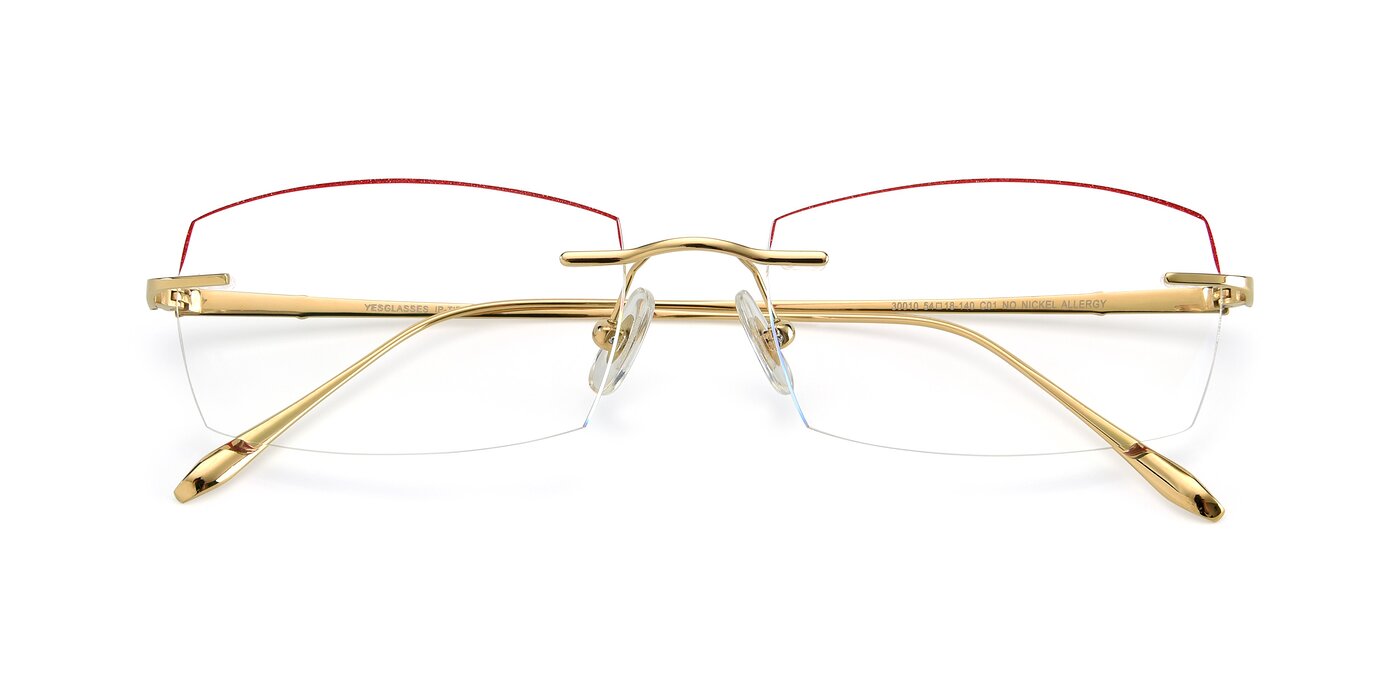 Y7016 - Gold / Red Reading Glasses