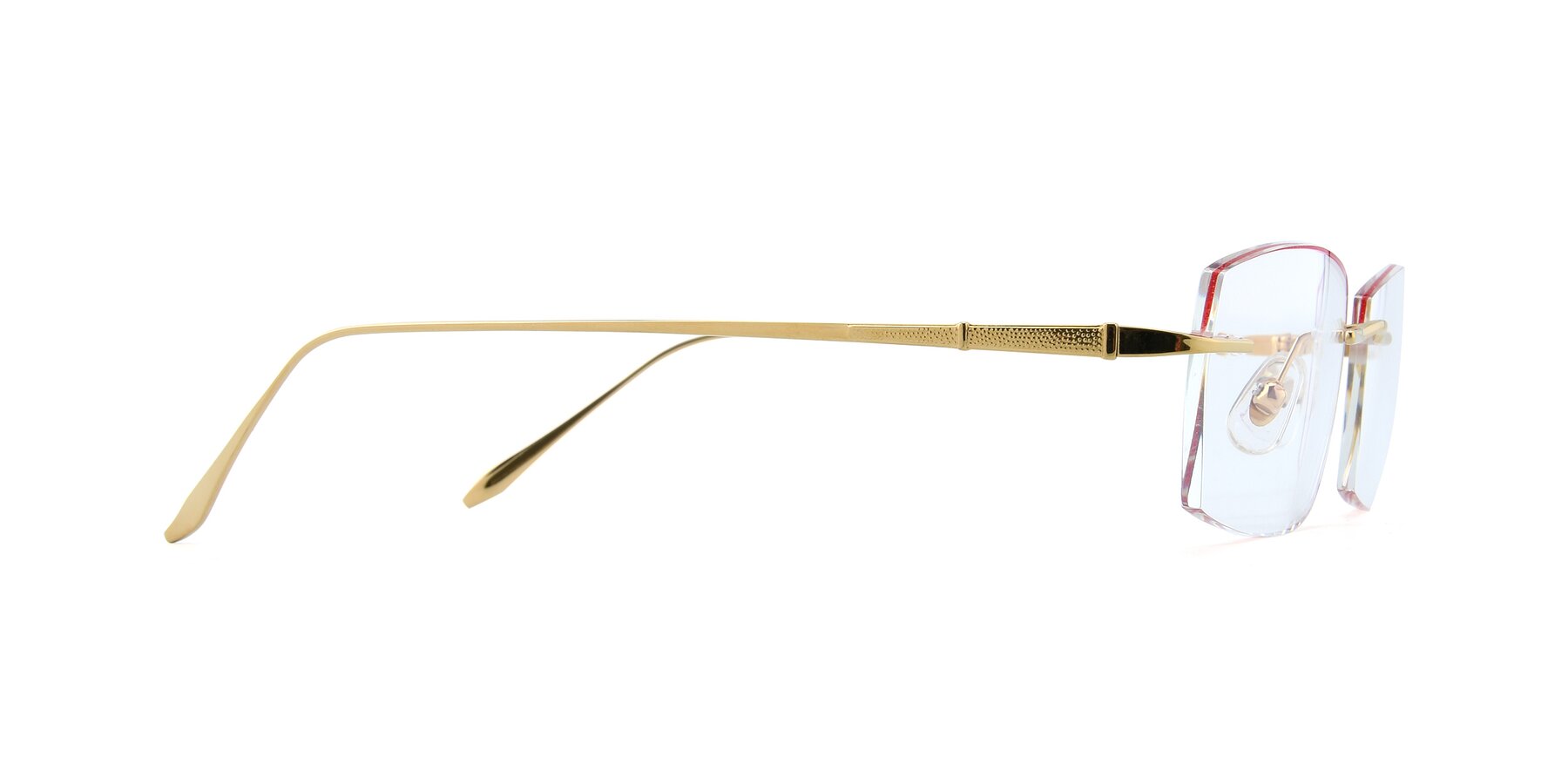 Side of Y7016 in Gold-Red with Clear Eyeglass Lenses