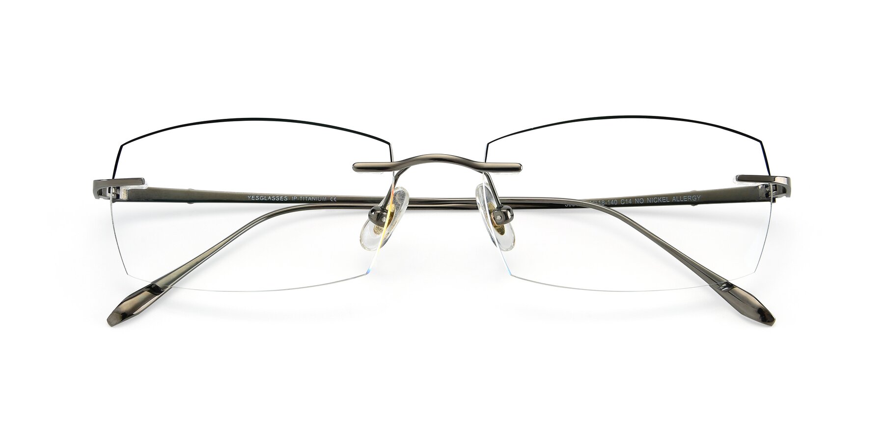 Folded Front of Y7016 in  Gunmetal-Black with Clear Blue Light Blocking Lenses