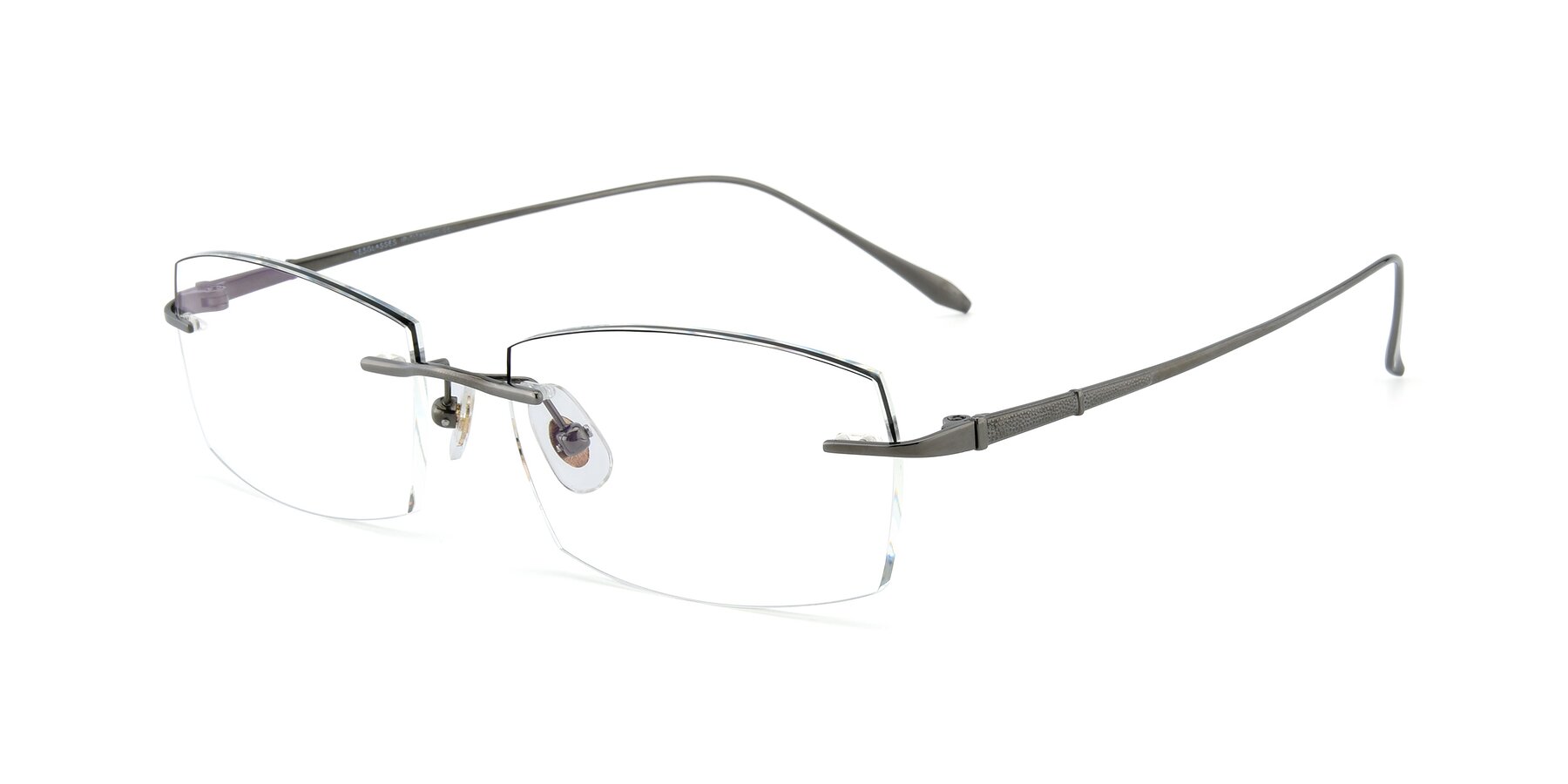 Angle of Y7016 in  Gunmetal-Black with Clear Blue Light Blocking Lenses