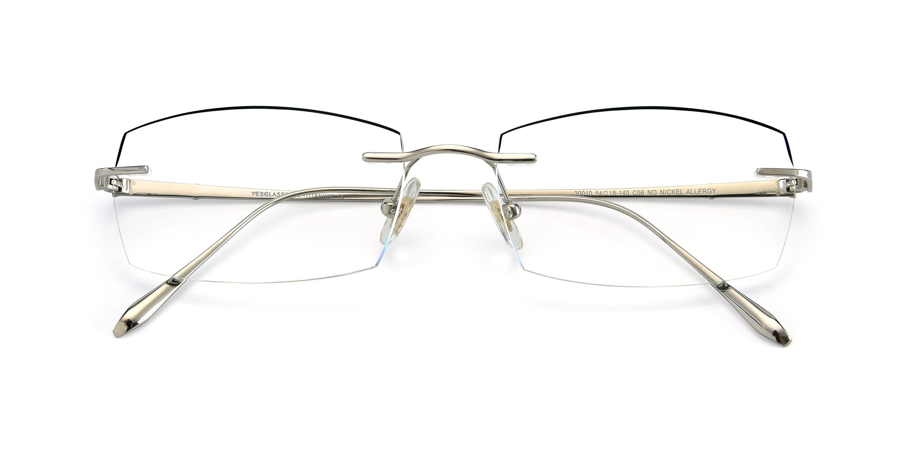 Folded Front of Y7016 in Silver-Black with Clear Blue Light Blocking Lenses