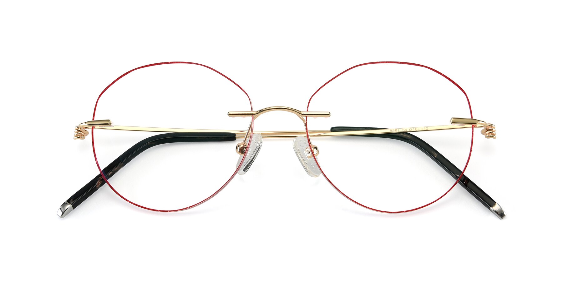 Folded Front of Y7017 in Gold-Red with Clear Reading Eyeglass Lenses