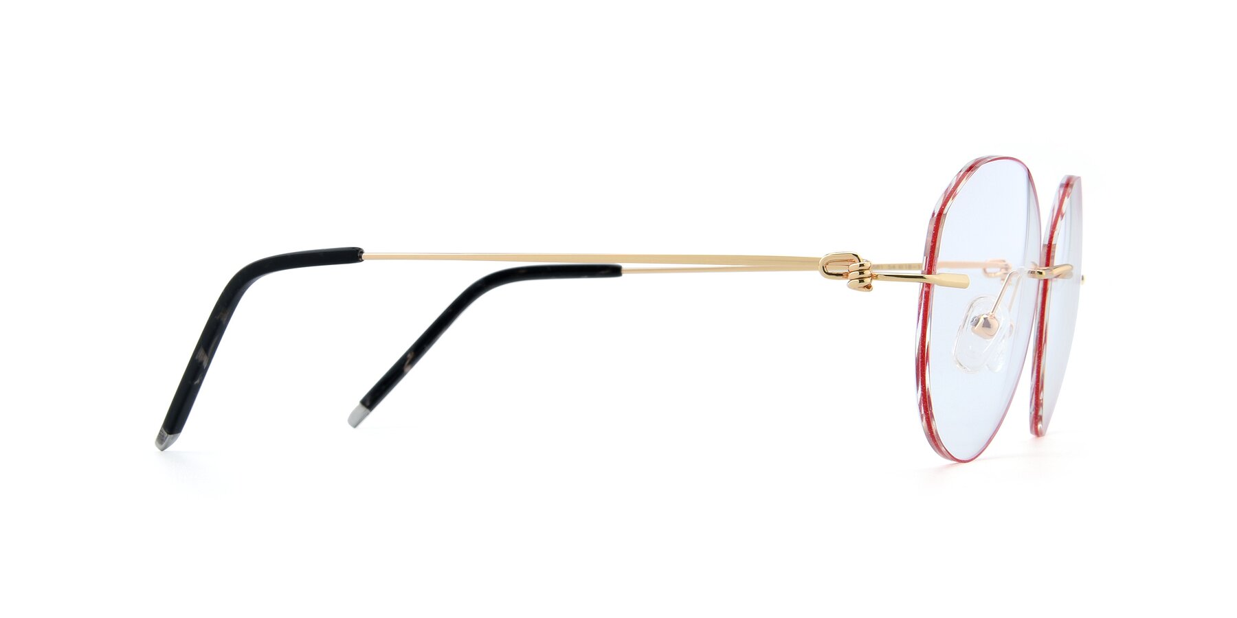 Side of Y7017 in Gold-Red with Clear Reading Eyeglass Lenses