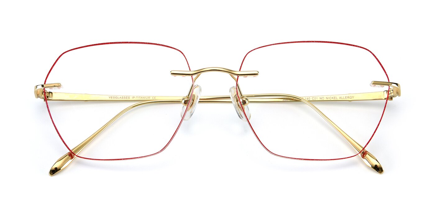 Y7018 - Gold / Red Reading Glasses