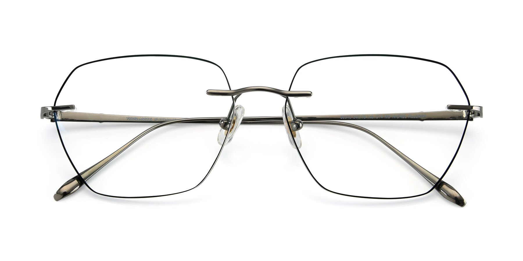 Folded Front of Y7018 in  Gunmetal-Black with Clear Blue Light Blocking Lenses