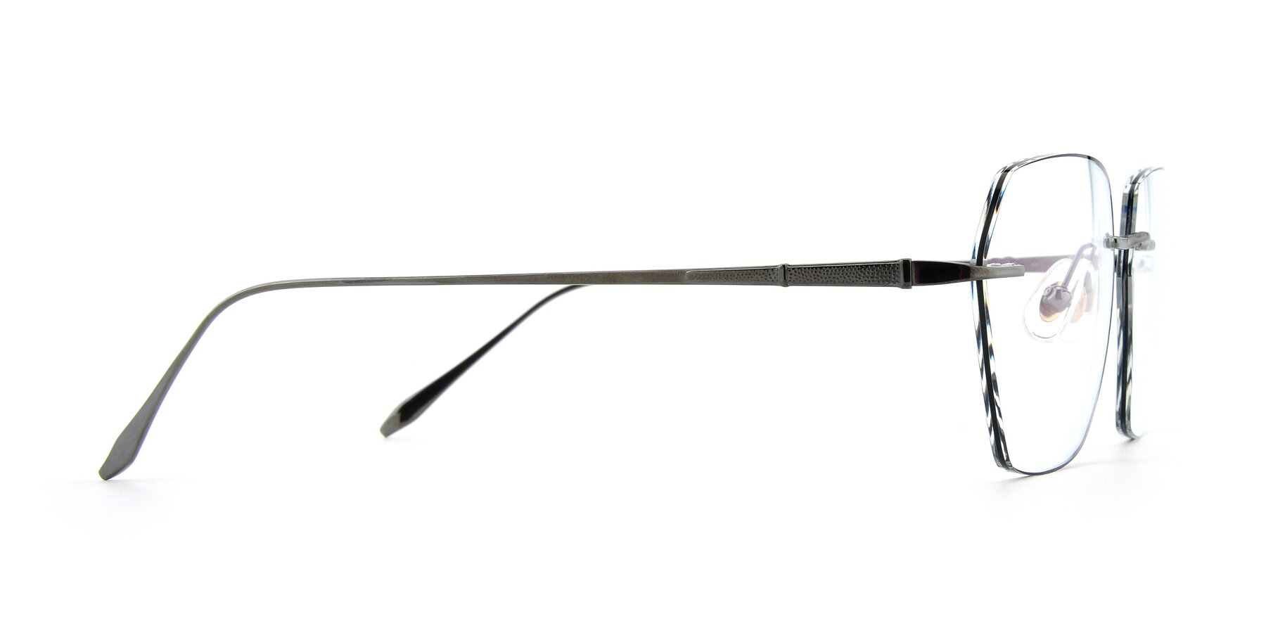 Side of Y7018 in  Gunmetal-Black with Clear Reading Eyeglass Lenses
