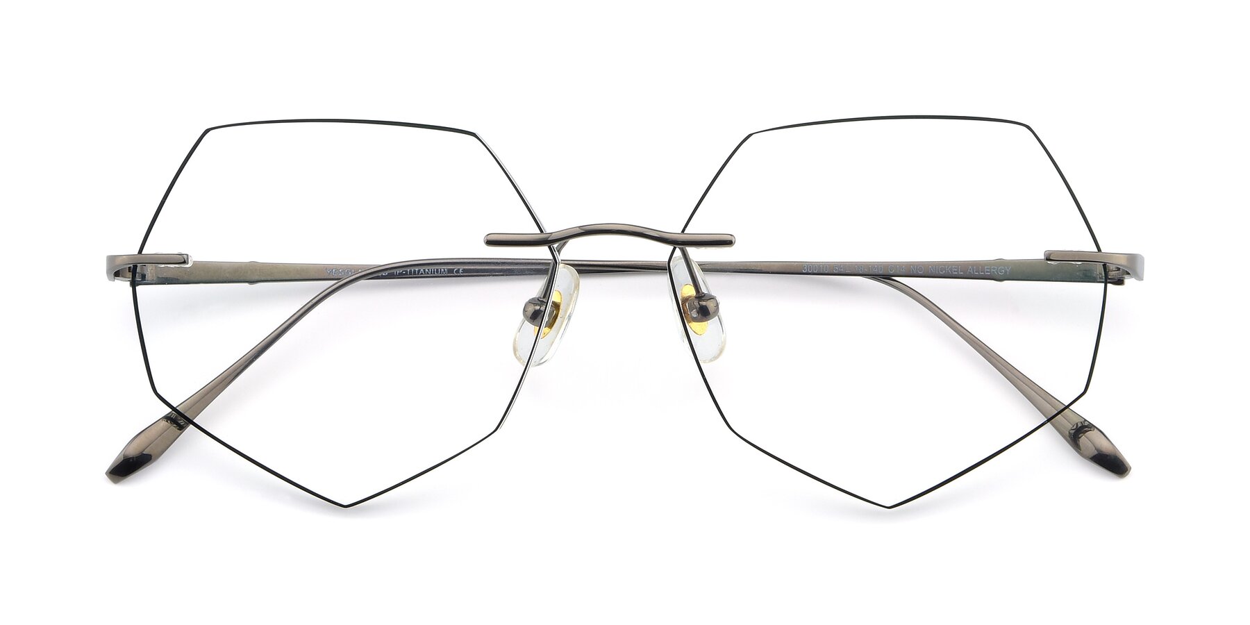 Folded Front of Y7019 in  Gunmetal-Black with Clear Eyeglass Lenses