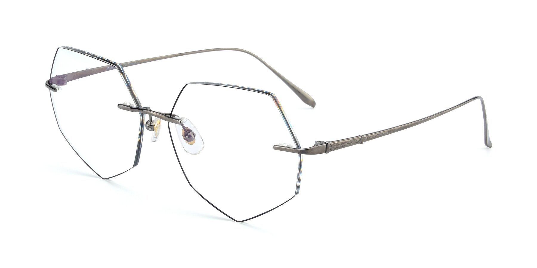 Angle of Y7019 in  Gunmetal-Black with Clear Eyeglass Lenses