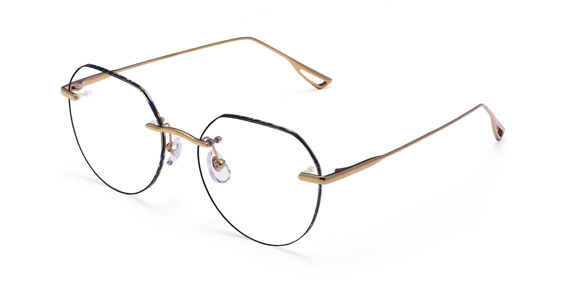 Angle of Torres in Gold-Black with Clear Eyeglass Lenses