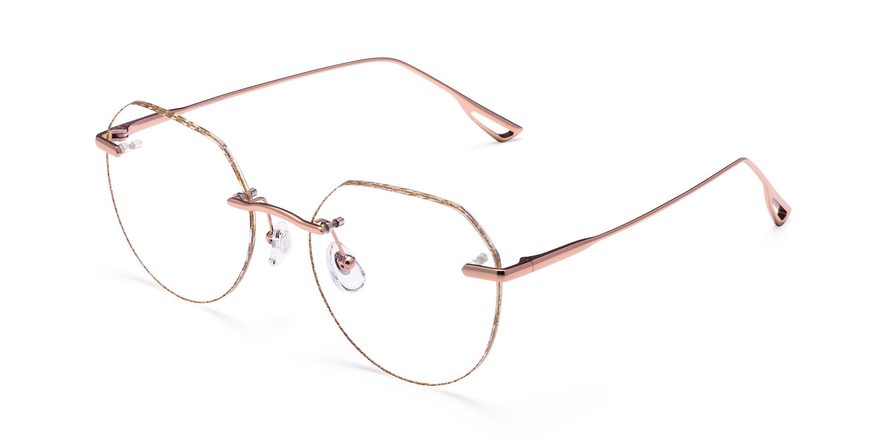 Angle of Torres in Rose Gold-Gold Glitter with Clear Eyeglass Lenses