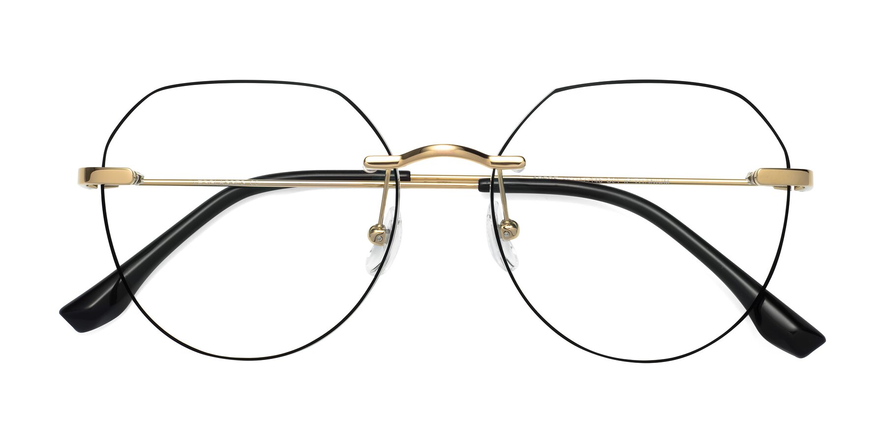 Folded Front of 1960S in Gold-Black with Clear Reading Eyeglass Lenses