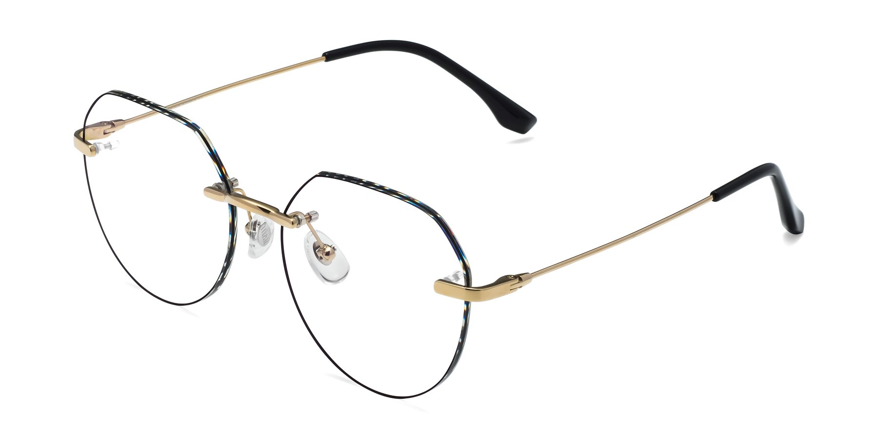 Angle of 1960S in Gold-Black with Clear Blue Light Blocking Lenses