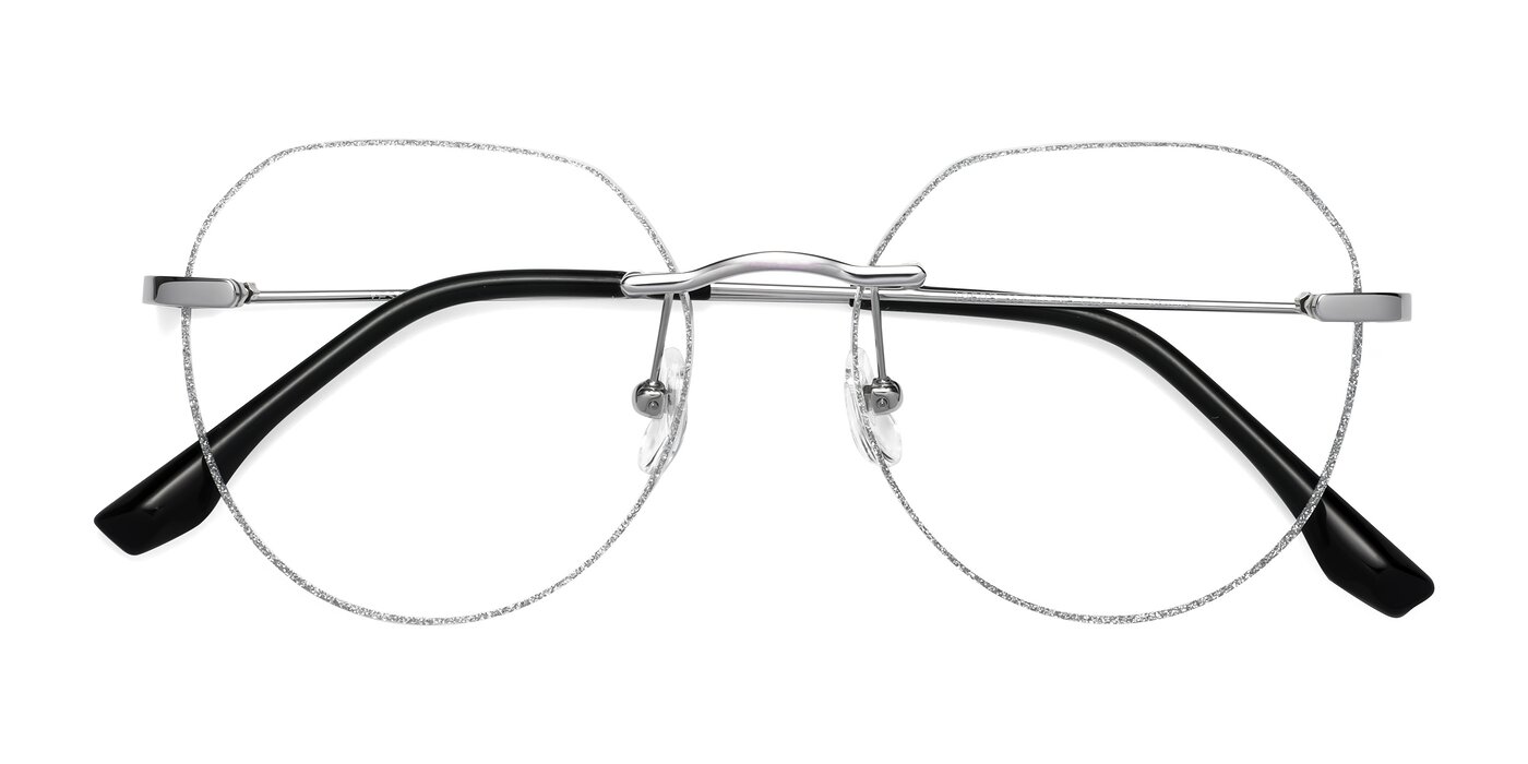 1960S - Silver / Silver Glitter Reading Glasses