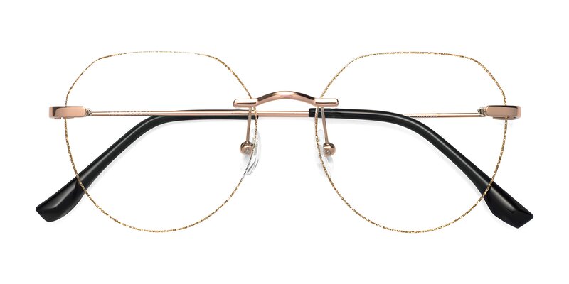 1960S - Rose Gold / Gold Glitter Eyeglasses