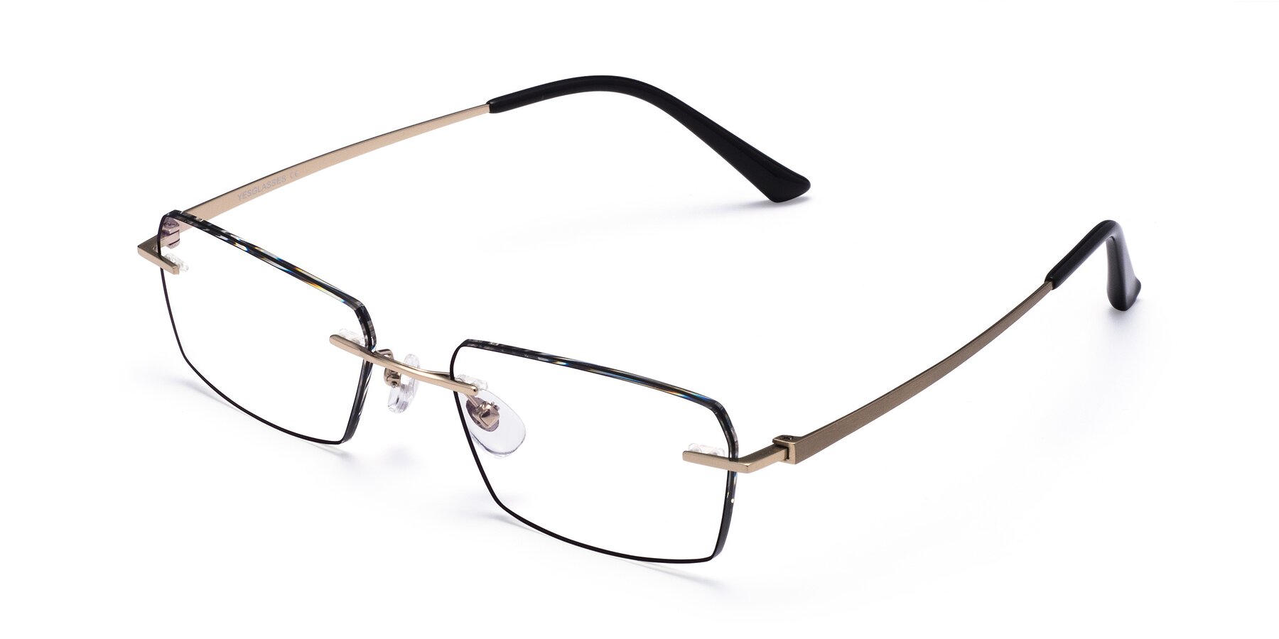 Angle of Basco in Gold-Black with Clear Reading Eyeglass Lenses
