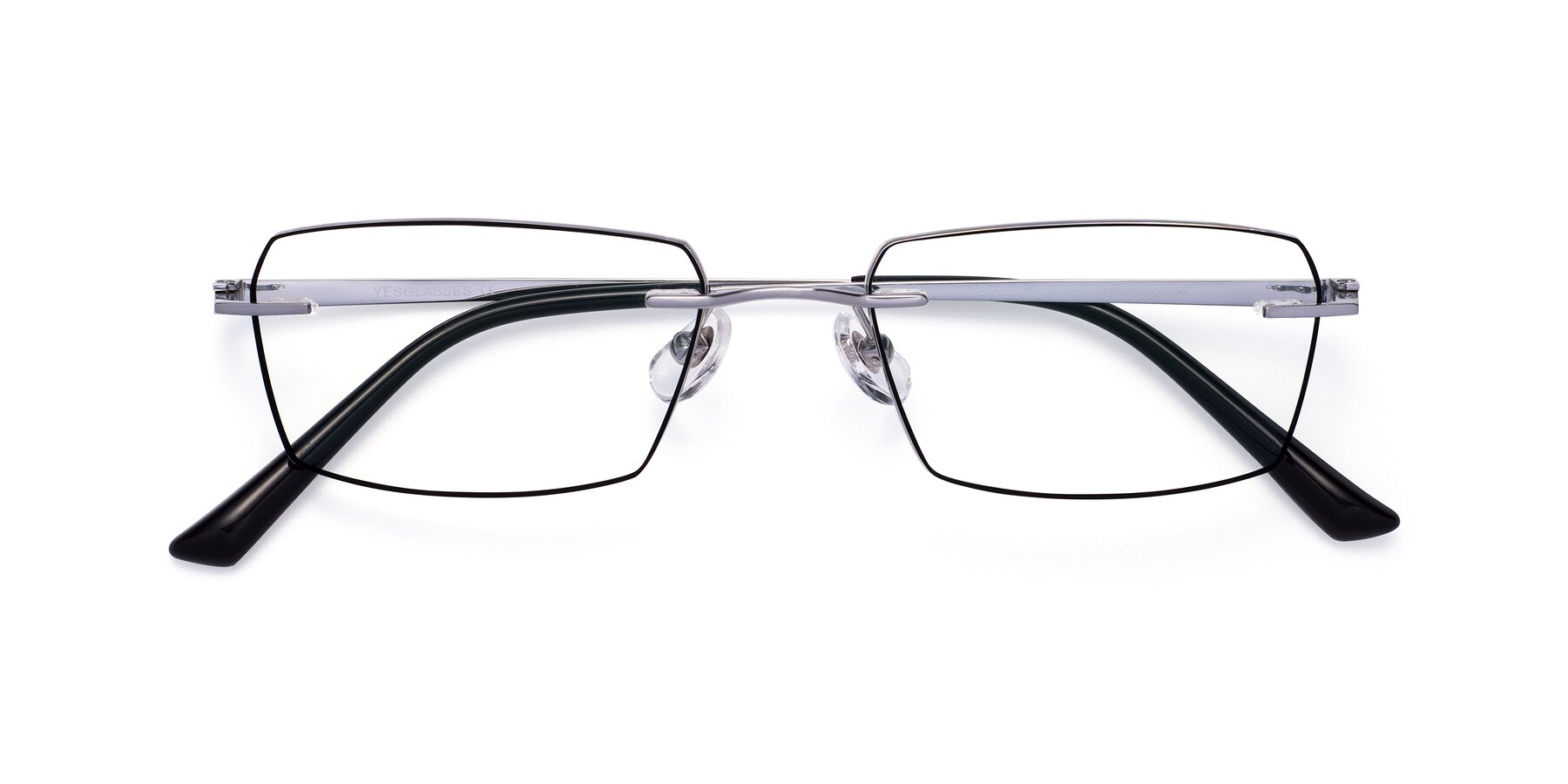 Folded Front of Basco in Silver-Black with Clear Blue Light Blocking Lenses