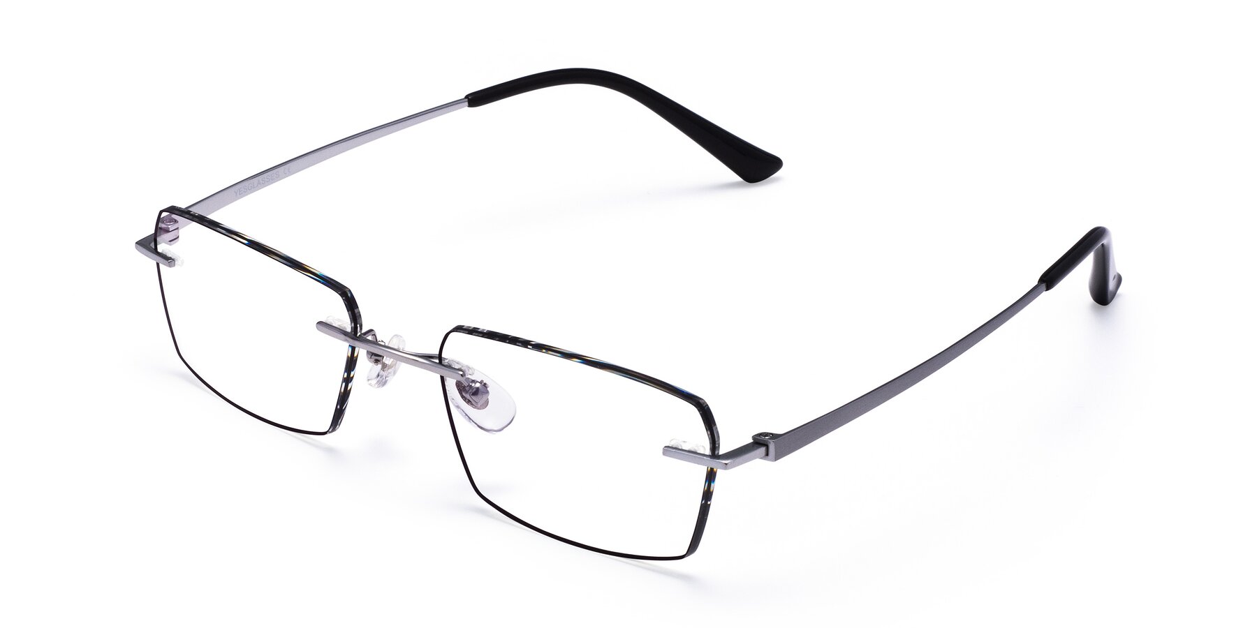 Angle of Basco in Silver-Black with Clear Blue Light Blocking Lenses