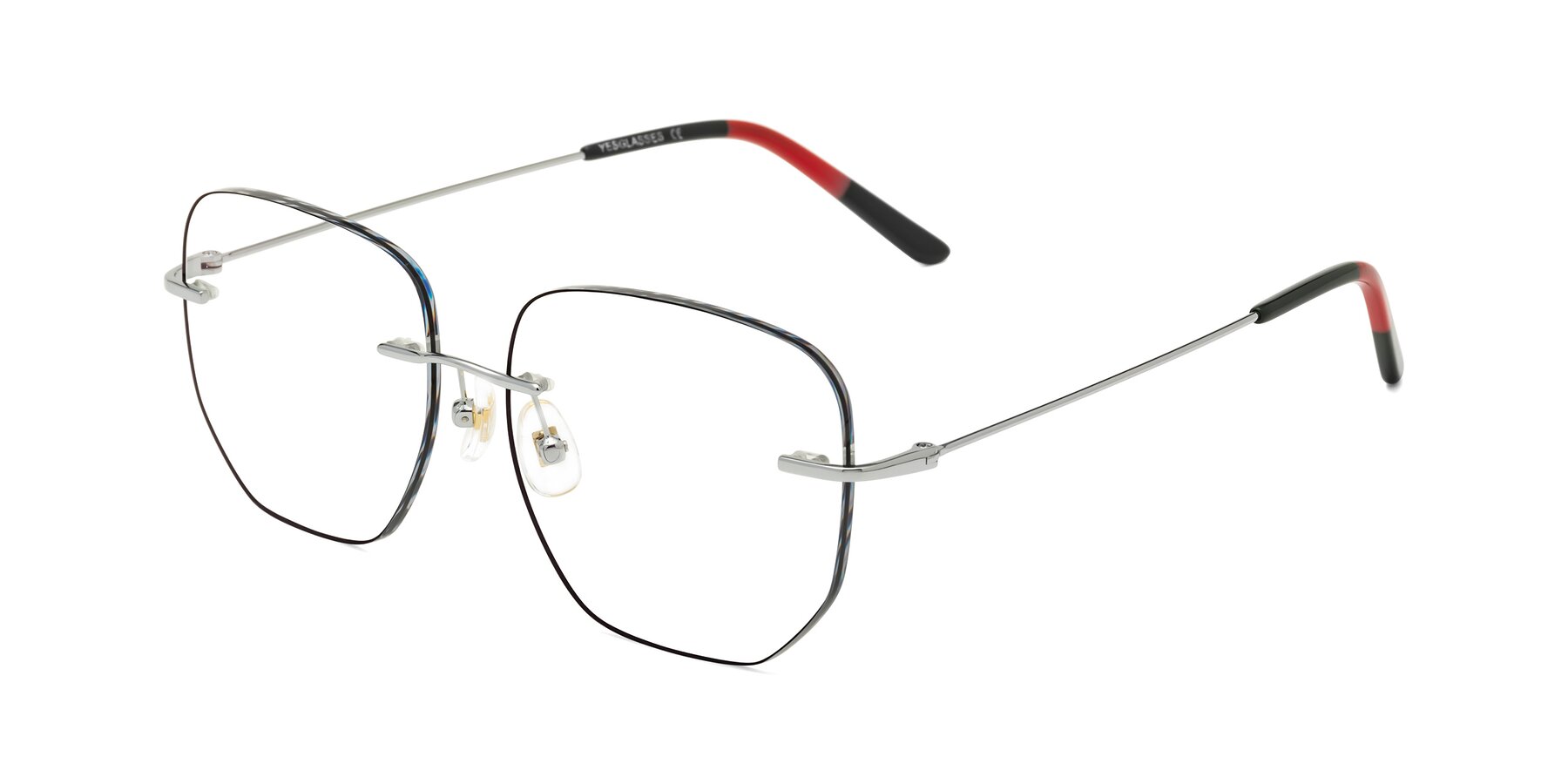 Angle of Y7055 in Black-Silver with Clear Blue Light Blocking Lenses