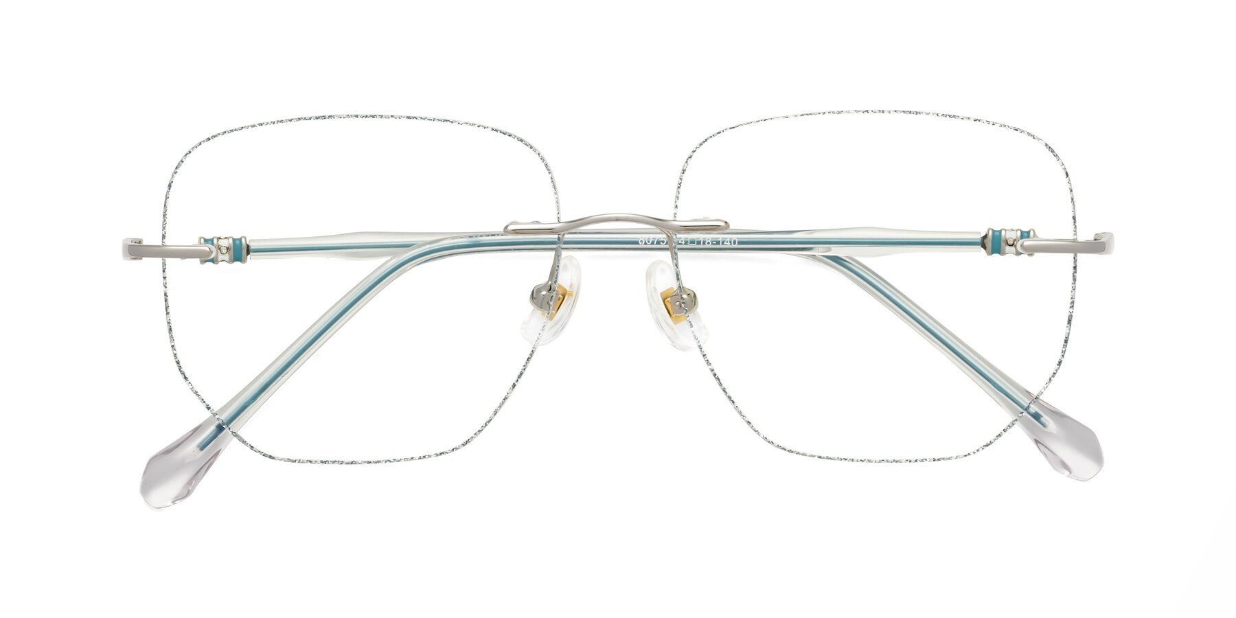 Folded Front of Y7056 in Silver Glitter-Silver with Clear Eyeglass Lenses